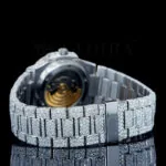 Patik Philippe Nautilus Silver 41mm Diamond Studded Swiss Made Black Stick Numerals Watch
