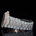 Patik Philippe Nautilus Silver 41mm Diamond Studded Swiss Made Rose Silver Dial Black Hands Watch