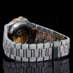 Patik Philippe Nautilus Silver 41mm Diamond Studded Swiss Made Rose Silver Dial Black Hands Watch