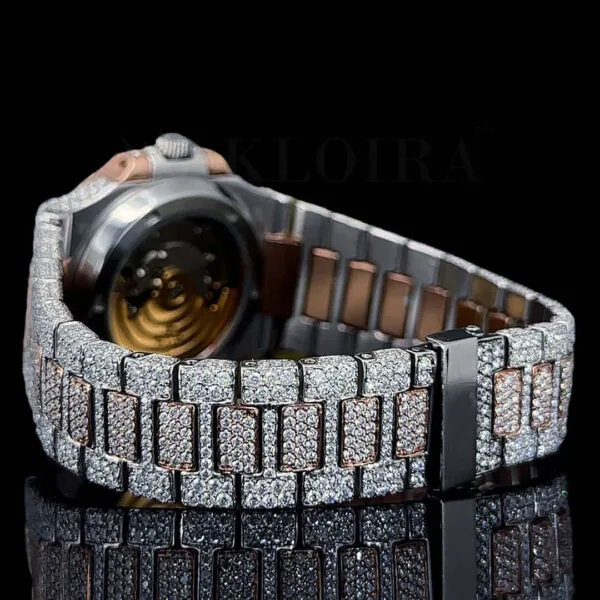 Patik Philippe Nautilus Silver 41mm Diamond Studded Swiss Made Rose Silver Dial Black Hands Watch