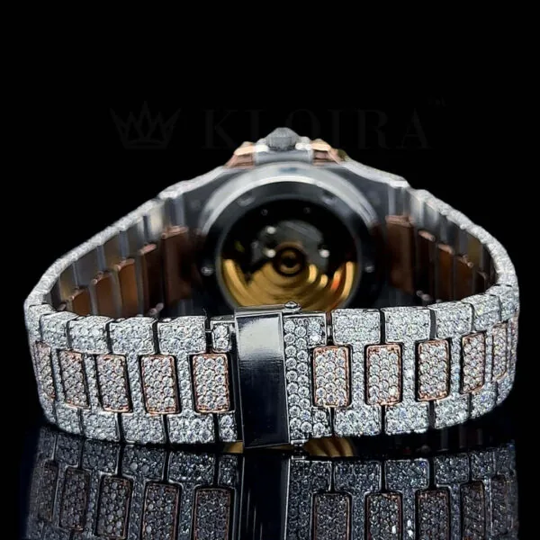 Patik Philippe Nautilus Silver 41mm Diamond Studded Swiss Made Rose Silver Dial Black Hands Watch