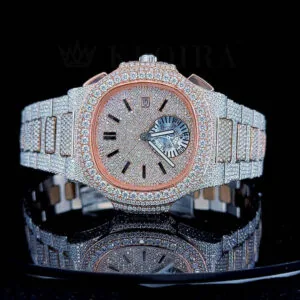 Patik Philippe Nautilus Moissanite Watch with Silver Dial