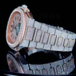 Patik Philippe Nautilus Silver 41mm Diamond Studded Swiss Made Rose Silver Dial Watch