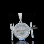Moissanite Plate Crown Jewel Pendant - Silver, 2 Carat