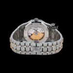 Rainbow Arabic Dial Two Tone Iced Out Moissanite Diamond Watch Caseback View