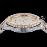 Rainbow Arabic Dial Two Tone Iced Out Moissanite Diamond Watch Crown View