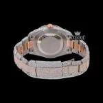Rainbow Arabic Numerals Dial Date Display Two Toane Moissanite Watch Caseback View