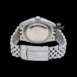 Rainbow Arabic Numerals Dial Full Iced Out Royal Link Strap Moissanite Watch Caseback View