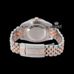 Rainbow Arabic Numerals Dial Two Tone Rose Gold Moissanite Watch Caseback View
