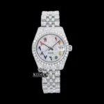 Roles Rainbow Arabic Numerals Iced Out Moissanite Watch