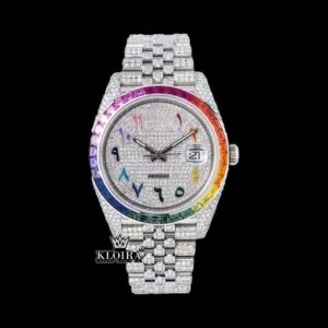 Roles Rainbow Bezel Arabic Numerals Moissanite Watch