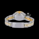 Rainbow Bezel Blue Dial Diamond Markers Two Tone Moissanite Watch Caseback View