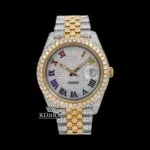 Roles Rainbow Roman Dial Two Tone Moissanite Diamond Watch