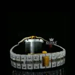 Rainbow Roman Numerals Yellow Dial Two Tone Moissanite Watch Caseback View