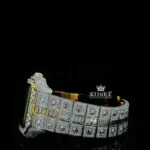 Rainbow Roman Numerals Yellow Dial Two Tone Moissanite Watch Left Side View