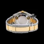 Rainbow Stick Markers Dial Two Tone Iced Out Moissanite Diamond Watch Caseback View
