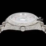Red Arabic Numerals Fully Iced Out Moissanite Diamond Watch Crown View