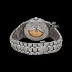 Red Arabic Numerals White Dial Bust Down Moissanite Diamond Watch Caseback View