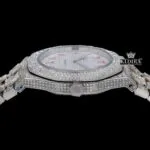 Red Arabic Numerals White Dial Bust Down Moissanite Diamond Watch Crown View
