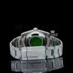 Red Arabic Numerals White Dial Fully Bust Down Moissanite Diamond Watch Caseback View