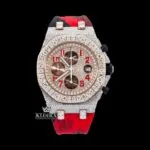 AP Royal Oak Offshore Moissanite Watch with Red Camouflage Strap