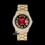 Roles Red Dial Roman Numerals Moissanite Diamond Watch