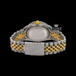 Red Dial Roman Numerals Two Tone Yellow Gold Iced Out Moissanite Watch Caseback View