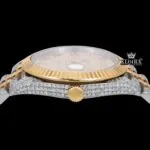Red Roman Numerals Two Tone Iced Out Moissanite Diamond Watch Crown View