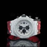 AP Royal Oak Offshore Chrono Watch with Red Rubber Strap and Silver Dial
