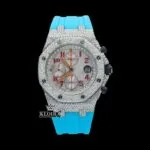 AP Royal Oak Offshore Chronograph Moissanite Watch with Blue Rubber Strap