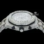 Red Standard Numerals Chronograph Dial Moissanite Watch Crown View