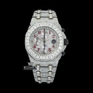 AP Red Standard Numerals Chronograph Dial Moissanite Watch