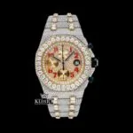AP Red Standard Numerals Chronograph Dial Two Tone Moissanite Watch
