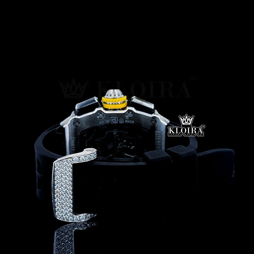 Richard Mile RM 65-01 Silver 44mm Diamond Studded Swiss Made Split-seconds Chronograph Watch Back