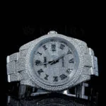 Roles Datejust Moissanite Women's Watch with Silver Case and Black Roman Numerals