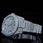 Roles Datejust 40mm Silver Diamond Studded Swiss Made Black Roman Numerals Watch