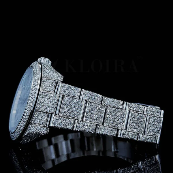 Roles Datejust 40mm Silver Diamond Studded Swiss Made Black Roman Numerals Watch