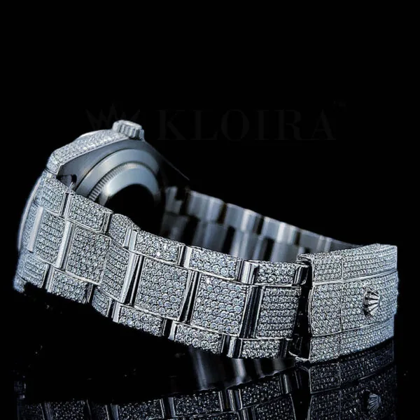 Roles Datejust 40mm Silver Diamond Studded Swiss Made Black Roman Numerals Watch