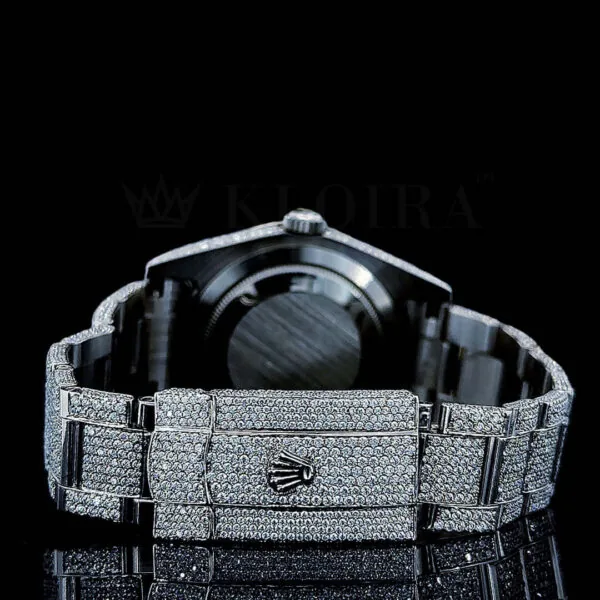 Roles Datejust 40mm Silver Diamond Studded Swiss Made Black Roman Numerals Watch