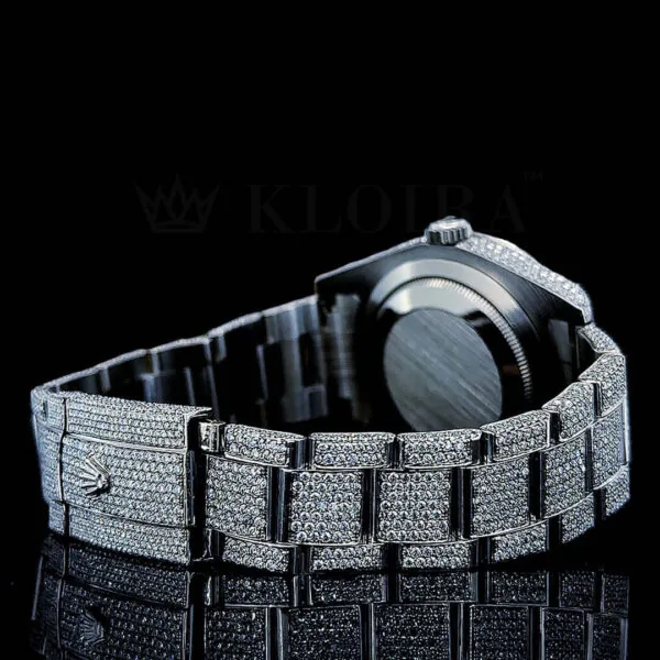 Roles Datejust 40mm Silver Diamond Studded Swiss Made Black Roman Numerals Watch