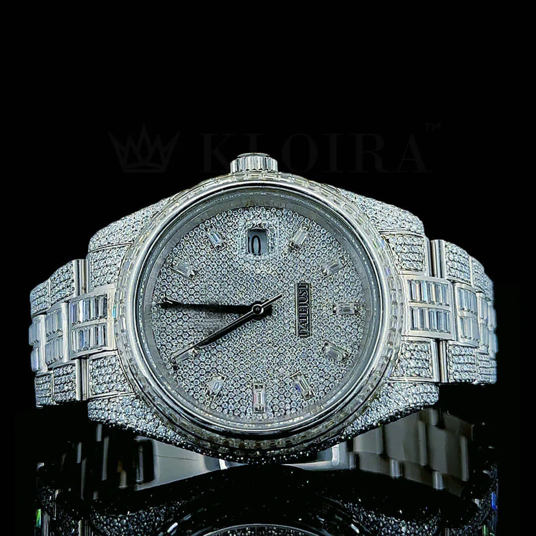 Roles Datejust 33mm Moissanite Watch in Silver with Bright White Dial