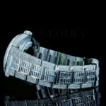 Roles Datejust 40mm Silver Diamond Studded Swiss Made Emerald Strap Watch