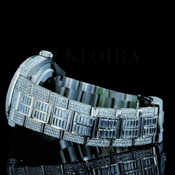 Roles Datejust 40mm Silver Diamond Studded Swiss Made Emerald Strap Watch