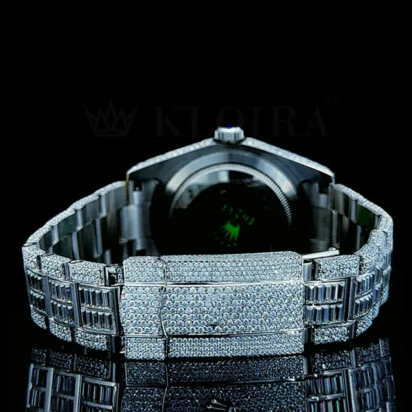 Roles Datejust 40mm Silver Diamond Studded Swiss Made Emerald Strap Watch