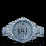 Roles Datejust Women Moissanite Watch in silver with a bright white dial and diamond accents.