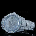 Roles Datejust 40mm Silver Diamond Studded Swiss Made Silver Hands Dial Watch