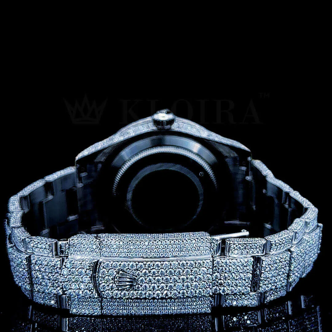 Roles Datejust 40mm Silver Diamond Studded Swiss Made Silver Hands Dial Watch