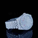 Roles Datejust Silver 41mm Diamond Studded Swiss Made Arabic Multi Color Numeral Watch
