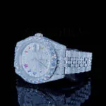 Roles Datejust Silver 41mm Diamond Studded Swiss Made Arabic Multi Color Numeral Watch