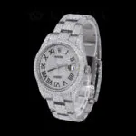 Roles Datejust Silver 41mm Diamond Studded Swiss Made Black Hands & Numerals Watch